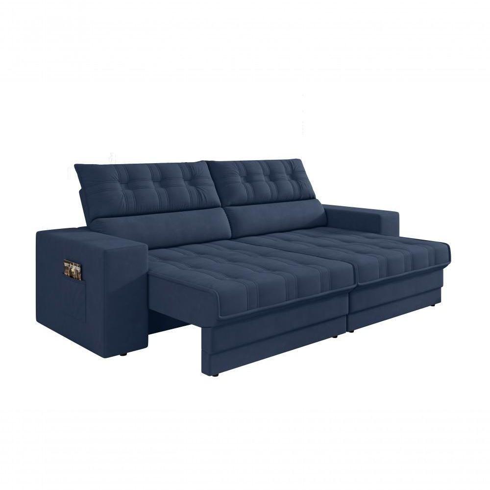 Sofá Oscar Plus 2,06m Retrátil/reclinável Suede Azul - Xflex - 3