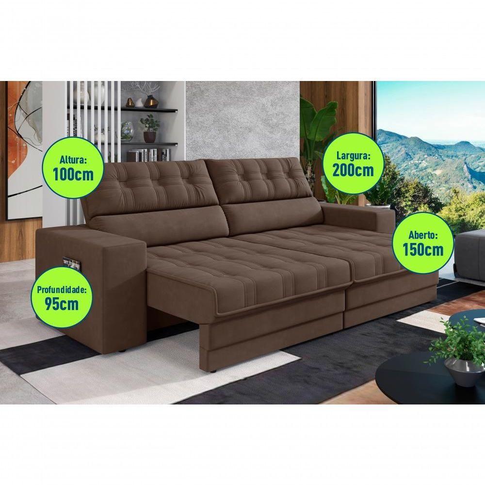 Sofá Oscar Plus 2,06m Retrátil/reclinável Suede Marrom - Xflex - 2