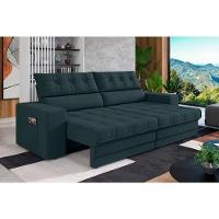 Sofá Oscar Plus 2,06m Retrátil/reclinável Suede Petróleo - Xflex - 1