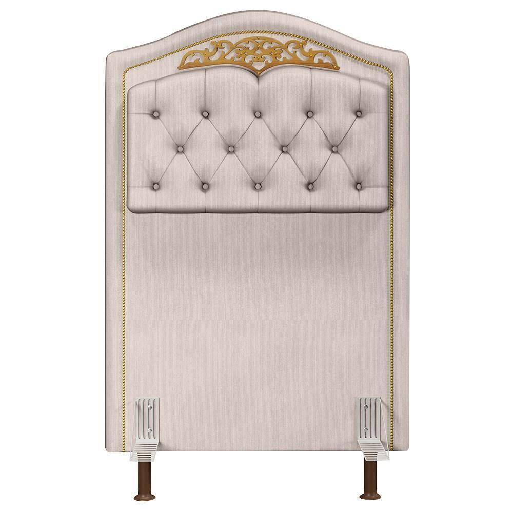 Cabeceira Cama Box Solteiro 90cm Com Tachas Imperial Veludo J02 Bege - Mpozenato - 3