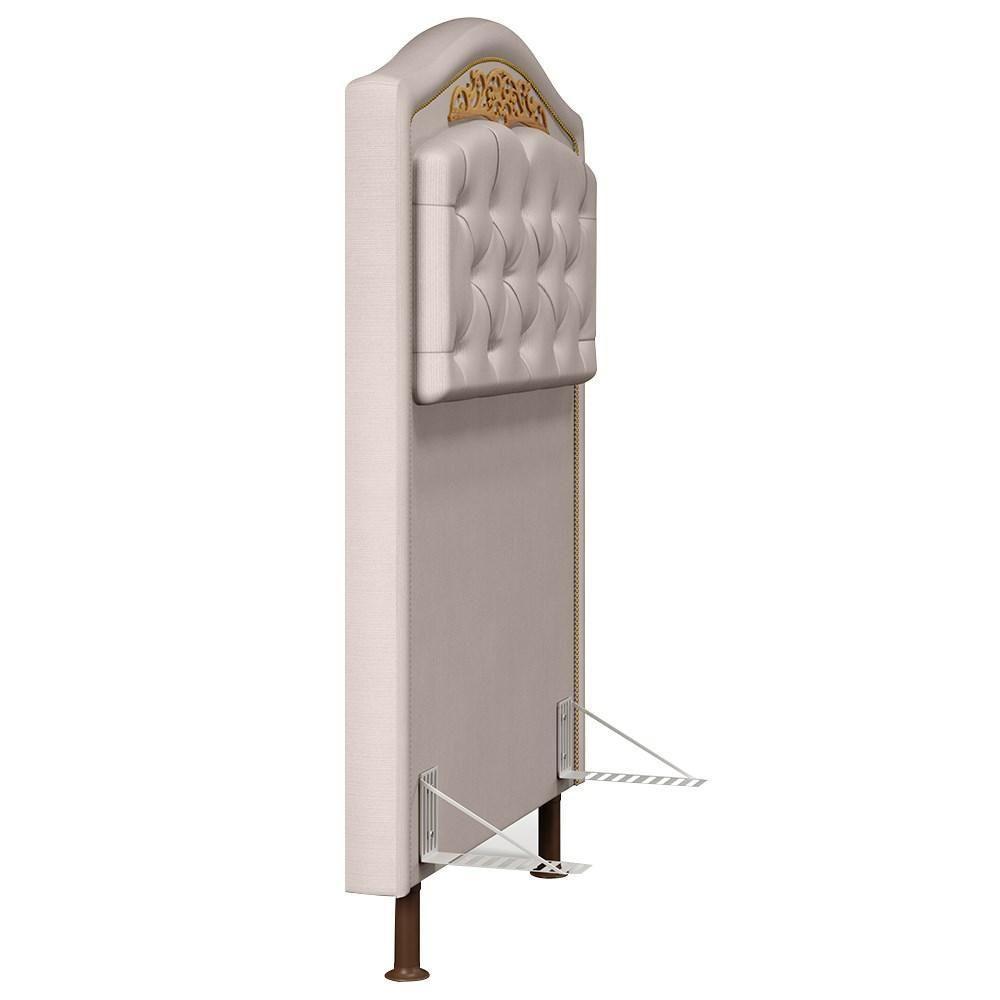 Cabeceira Cama Box Solteiro 90cm Com Tachas Imperial Veludo J02 Bege - Mpozenato - 6