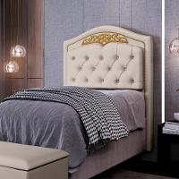 Cabeceira Cama Box Solteiro 90cm Com Tachas Imperial Veludo J02 Bege - Mpozenato - 2