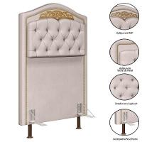 Cabeceira Cama Box Solteiro 90cm Com Tachas Imperial Veludo J02 Bege - Mpozenato