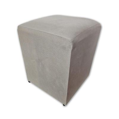Mini Puff Banqueta Quadrado Cubo Decorativo Courino e Suede Bege Suede