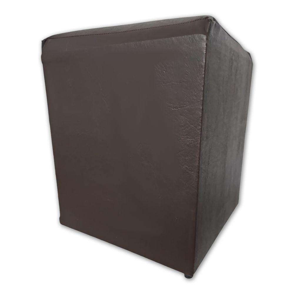 Mini Puff Banqueta Quadrado Cubo Decorativo Courino e Suede Marrom Courino - 1