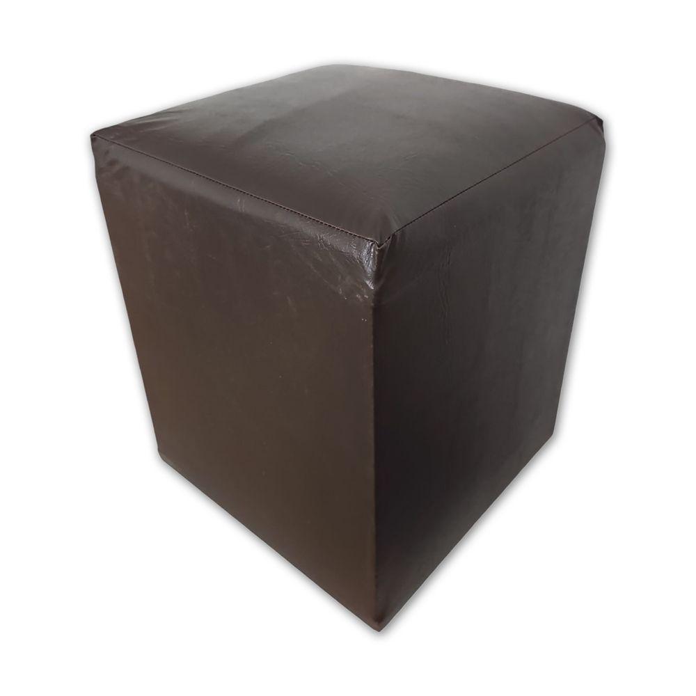 Mini Puff Banqueta Quadrado Cubo Decorativo Courino e Suede Marrom Courino - 2