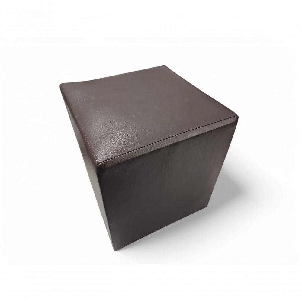 Mini Puff Banqueta Quadrado Cubo Decorativo Courino e Suede Marrom Courino - 3