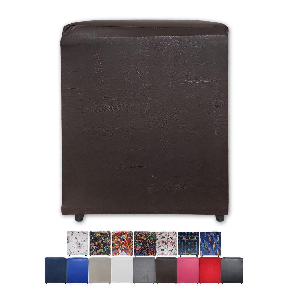 Mini Puff Banqueta Quadrado Cubo Decorativo Courino e Suede Marrom Courino - 4