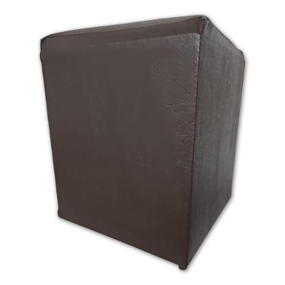 Mini Puff Banqueta Quadrado Cubo Decorativo Courino e Suede Marrom Courino
