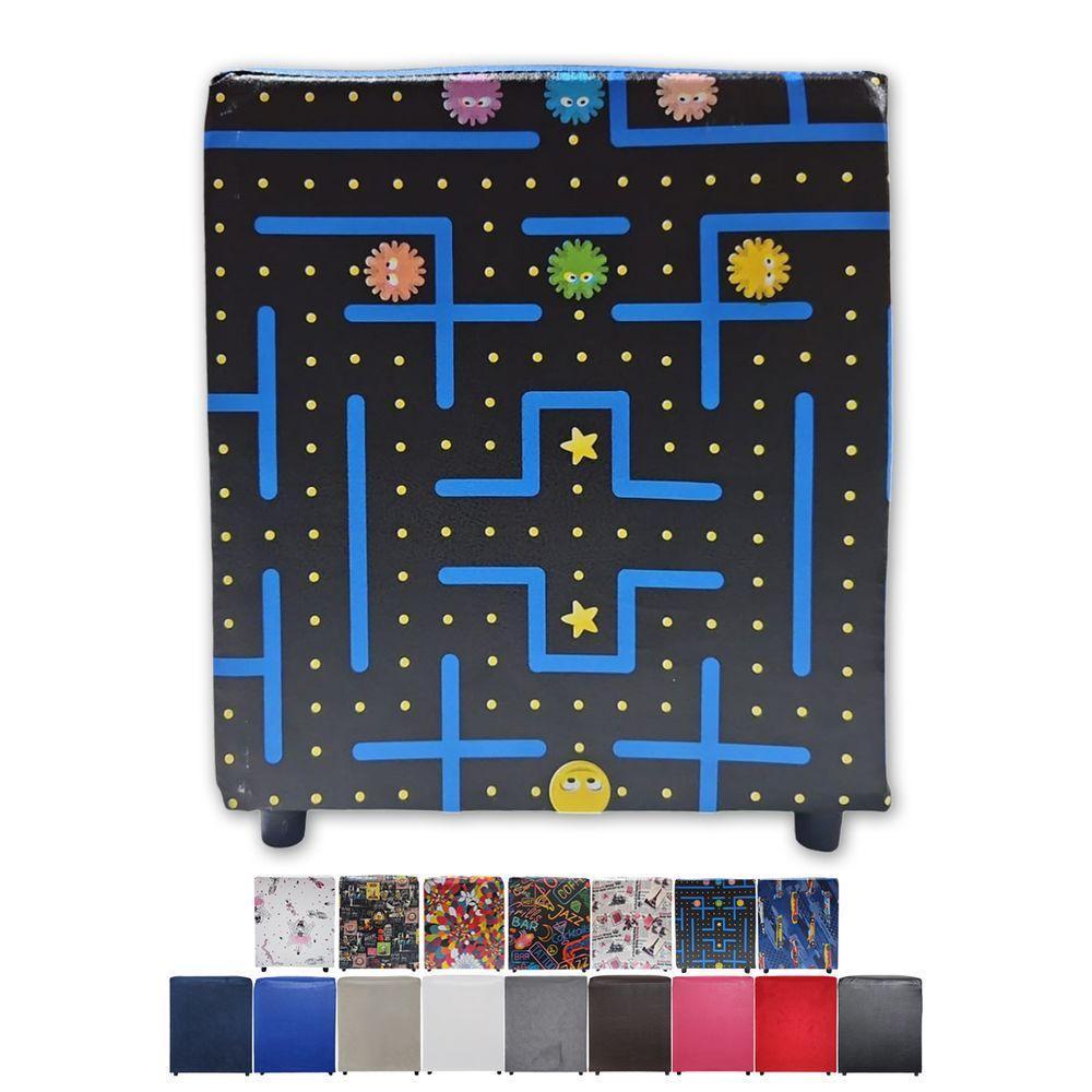 Mini Puff Banqueta Quadrado Cubo Decorativo Courino e Suede Game Courino - 4