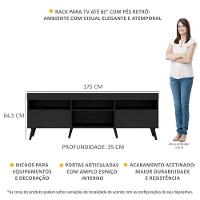 Rack Tv Até 65 Polegadas Com Pés Retrô Multimóveis Mp1091 Preto Preto - 3