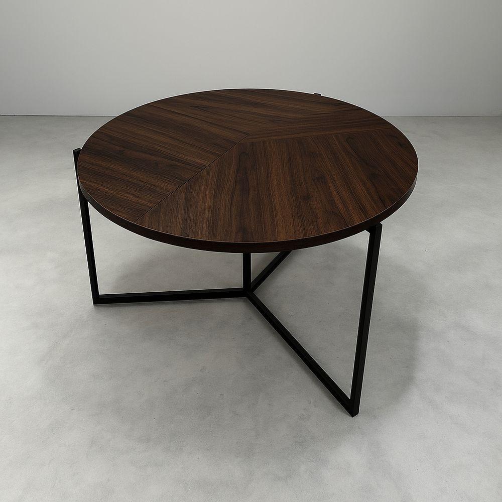 Mesa Redonda Dobrável 1.20m Amadeirado Escuro Mdf 25mm E Ferro Acomoda 6 Pessoas - 2