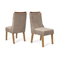 Cadeira Sala de Jantar Jade Kit 2 Un Carvalho Nobre/Veludo Kraft - DJ Móveis - 1