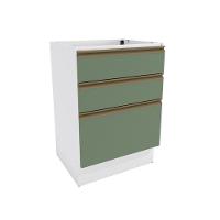 Balcão 3 Gavetas Kappesberg Celeste 100% Mdf Branco-verde Oliva 60cm - 1