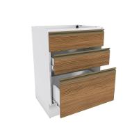 Balcão 3 Gavetas Kappesberg Celeste 100% Mdf Branco-nogueira 60cm