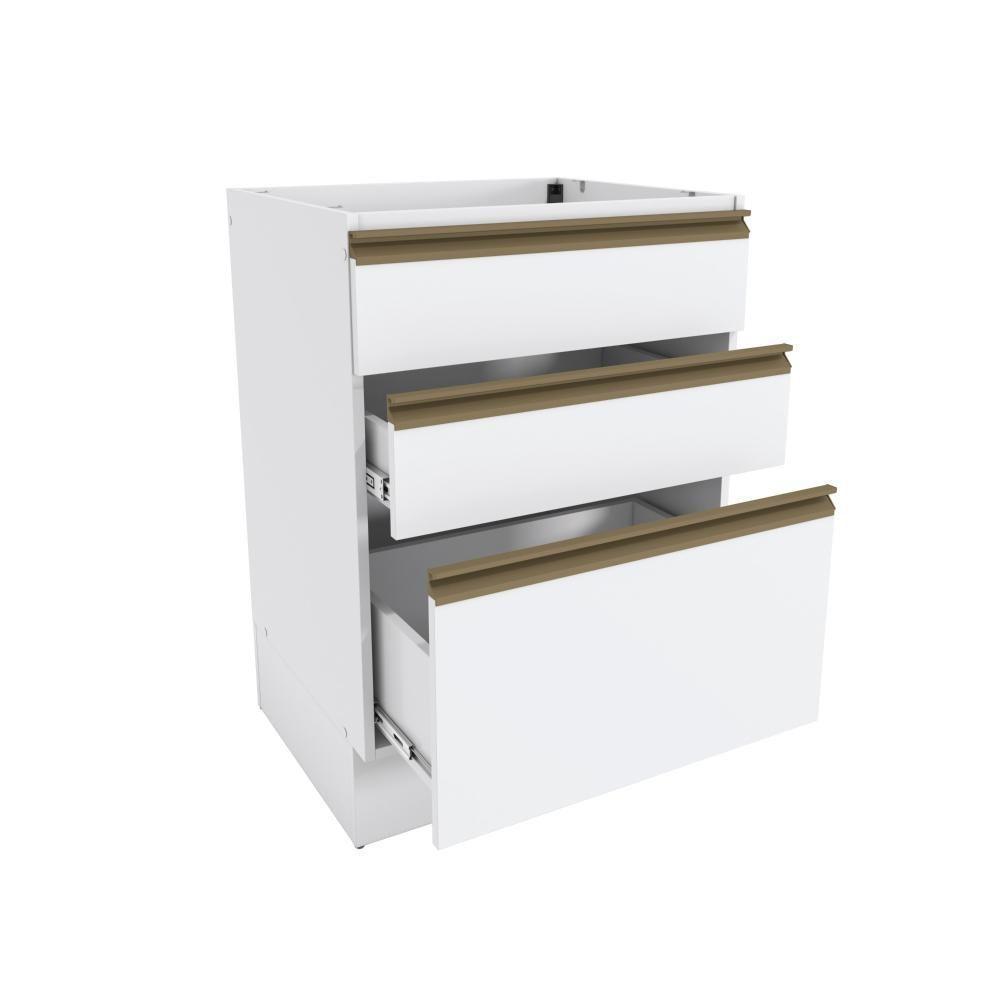 Balcão 3 Gavetas Kappesberg Celeste 100% Mdf Branco 60cm - 4