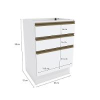 Balcão 3 Gavetas Kappesberg Celeste 100% Mdf Branco 60cm - 3