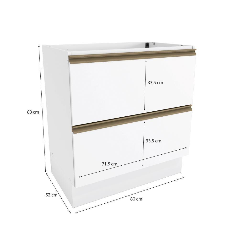 Balcão 2 Gavetas Kappesberg Celeste 100% Mdf Branco 80cm - 3