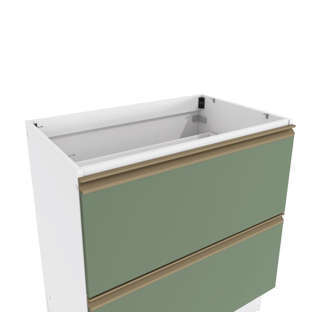 Balcão 2 Gavetas Kappesberg Celeste 100% Mdf Branco-verde Oliva 80cm - 6