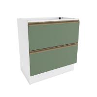 Balcão 2 Gavetas Kappesberg Celeste 100% Mdf Branco-verde Oliva 80cm - 1