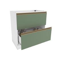 Balcão 2 Gavetas Kappesberg Celeste 100% Mdf Branco-verde Oliva 80cm - 3