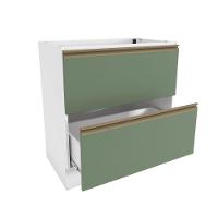 Balcão 2 Gavetas Kappesberg Celeste 100% Mdf Branco-verde Oliva 80cm