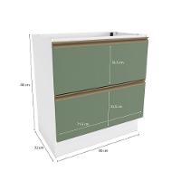 Balcão 2 Gavetas Kappesberg Celeste 100% Mdf Branco-verde Oliva 80cm - 5