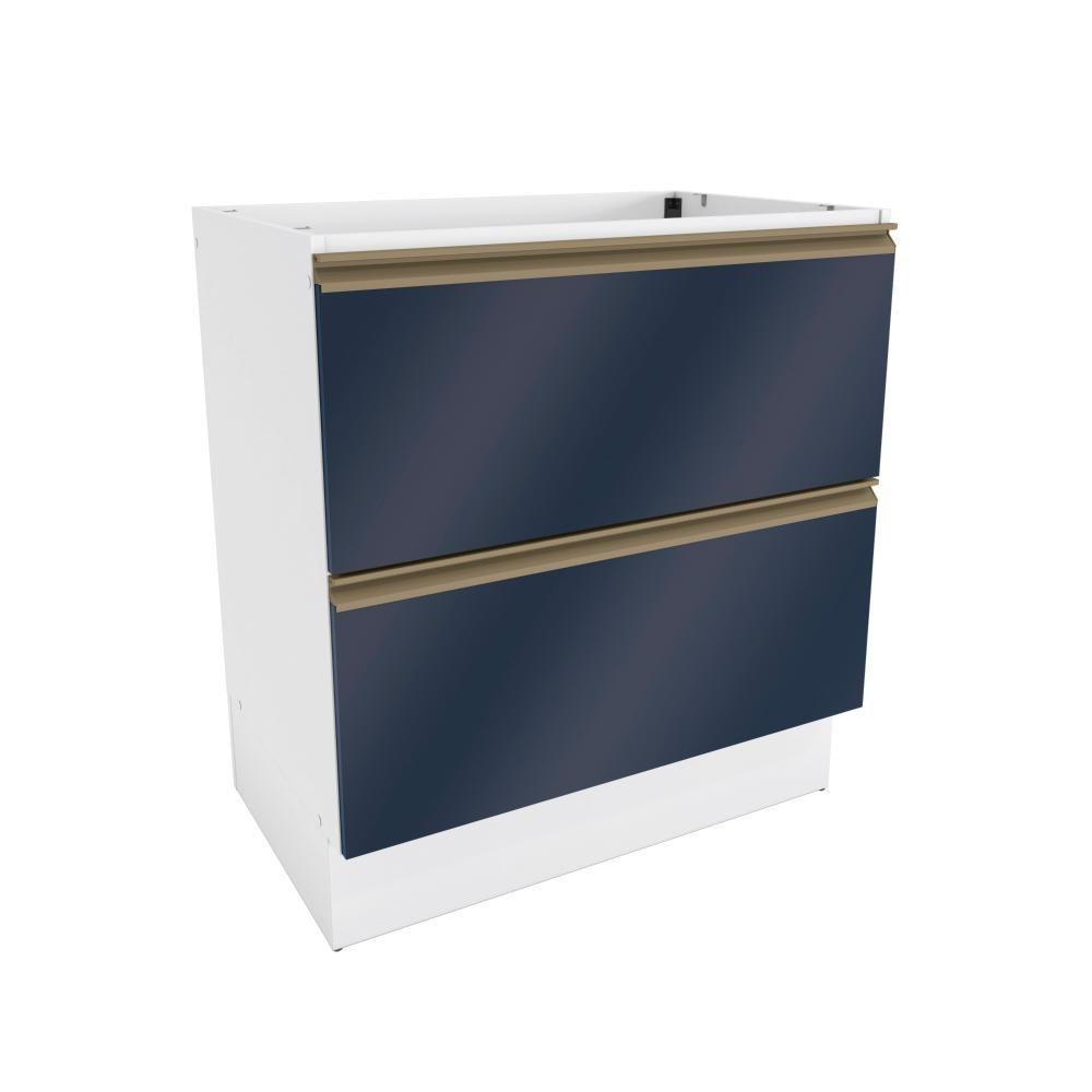 Balcão 2 Gavetas Kappesberg Celeste 100% Mdf Branco-azul Profundo 80cm - 1
