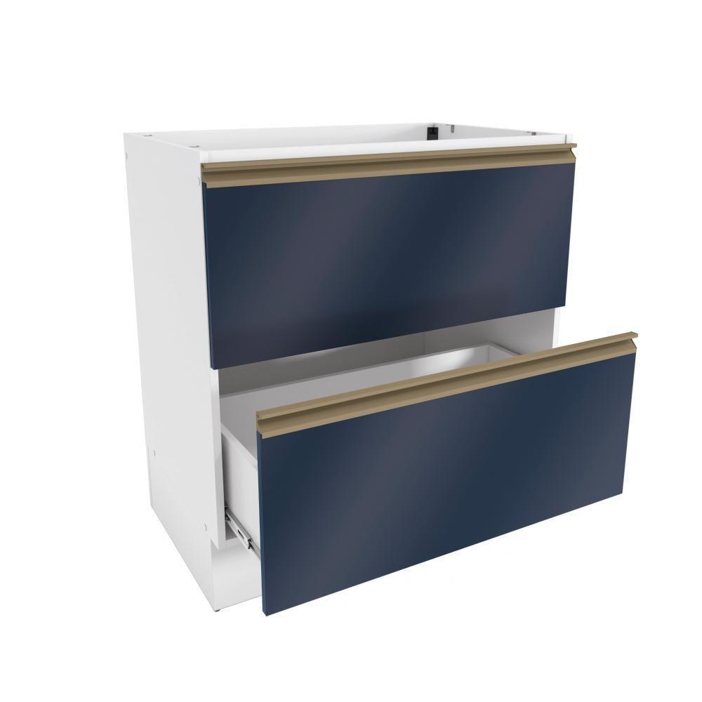 Balcão 2 Gavetas Kappesberg Celeste 100% Mdf Branco-azul Profundo 80cm - 2