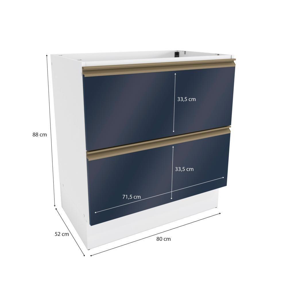 Balcão 2 Gavetas Kappesberg Celeste 100% Mdf Branco-azul Profundo 80cm - 3