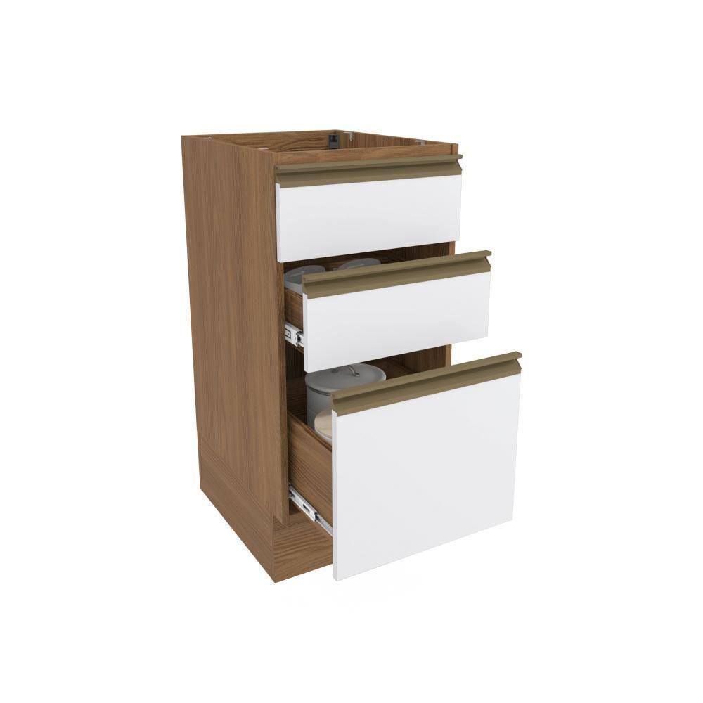 Balcão 3 Gavetas Kappesberg Celeste 100% Mdf Nogueira-branco 40cm - 4