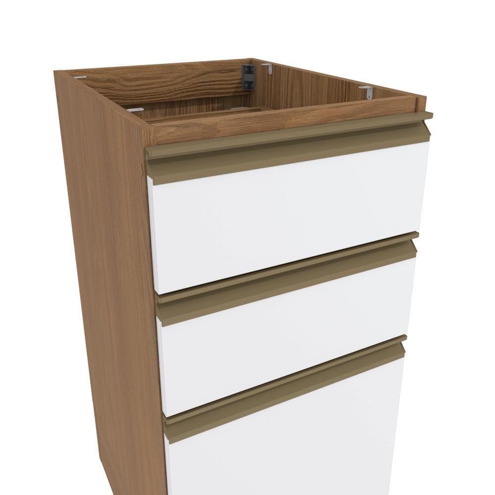 Balcão 3 Gavetas Kappesberg Celeste 100% Mdf Nogueira-branco 40cm - 5