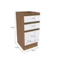 Balcão 3 Gavetas Kappesberg Celeste 100% Mdf Nogueira-branco 40cm - 3