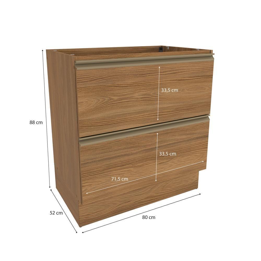 Balcão 2 Gavetas Kappesberg Celeste 100% Mdf Nogueira 80cm - 3