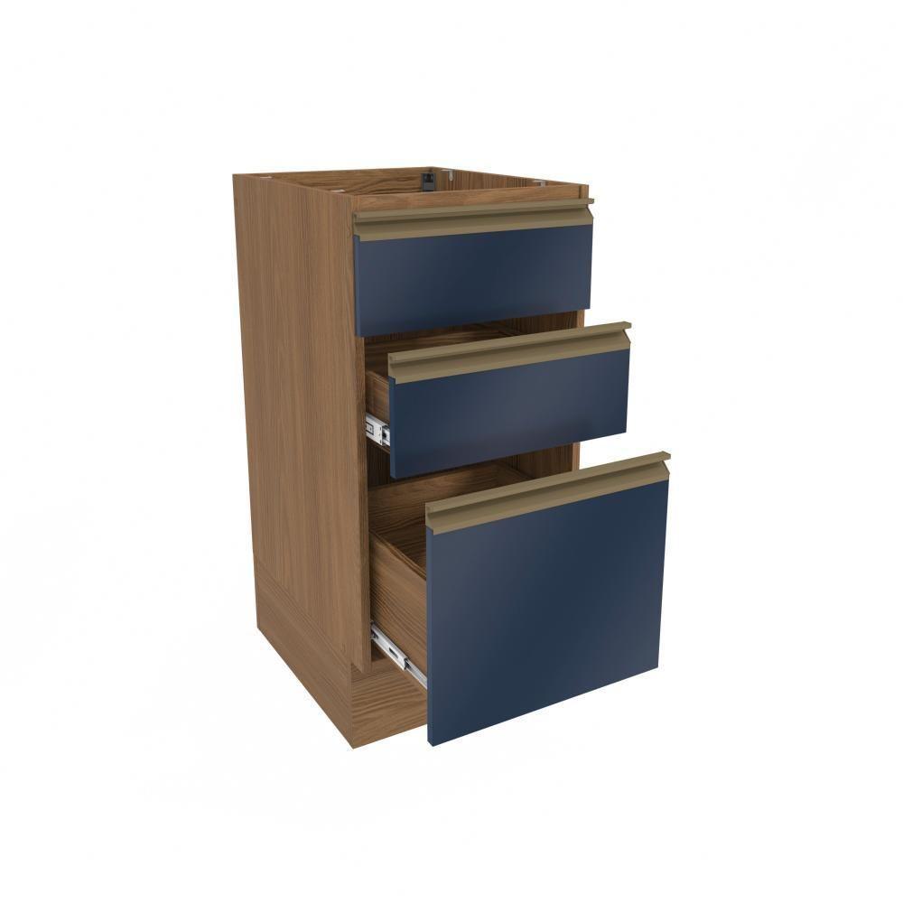 Balcão 3 Gavetas Kappesberg Celeste 100% Mdf Nogueira-azul Profundo 40cm - 2