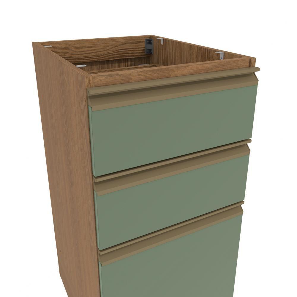 Balcão 3 Gavetas Kappesberg Celeste 100% Mdf Nogueira-verde Oliva 40cm - 4