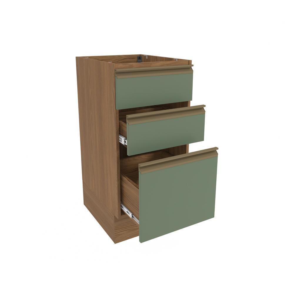 Balcão 3 Gavetas Kappesberg Celeste 100% Mdf Nogueira-verde Oliva 40cm - 5