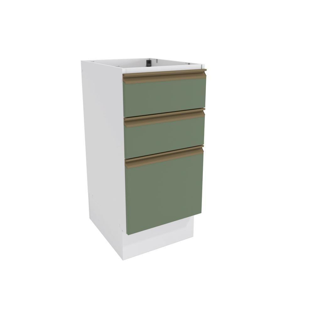 Balcão 3 Gavetas Kappesberg Celeste 100% Mdf Branco-verde Oliva 40cm - 1
