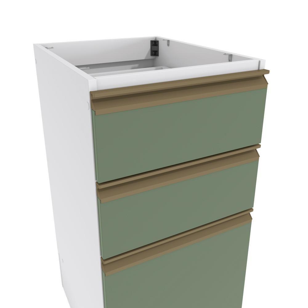 Balcão 3 Gavetas Kappesberg Celeste 100% Mdf Branco-verde Oliva 40cm - 5