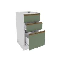 Balcão 3 Gavetas Kappesberg Celeste 100% Mdf Branco-verde Oliva 40cm