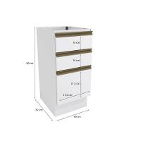Balcão 3 Gavetas Kappesberg Celeste 100% Mdf Branco 40cm - 3