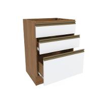 Balcão 3 Gavetas Kappesberg Celeste 100% Mdf Nogueira-branco 60cm