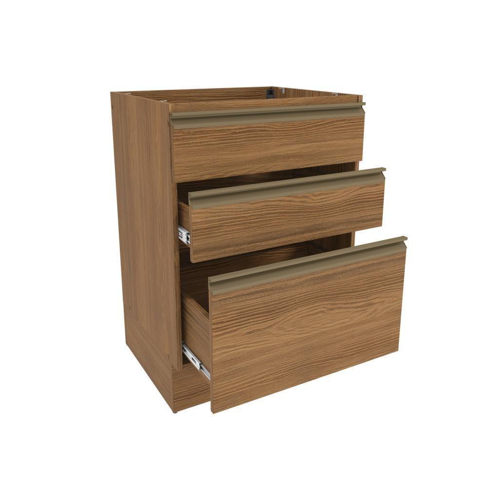 Balcão 3 Gavetas Kappesberg Celeste 100% Mdf Nogueira 60cm - 4