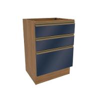 Balcão 3 Gavetas Kappesberg Celeste 100% Mdf Nogueira-azul Profundo 60cm - 1