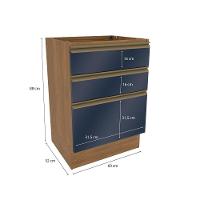 Balcão 3 Gavetas Kappesberg Celeste 100% Mdf Nogueira-azul Profundo 60cm - 2