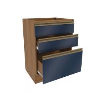 Balcão 3 Gavetas Kappesberg Celeste 100% Mdf Nogueira-azul Profundo 60cm - 3