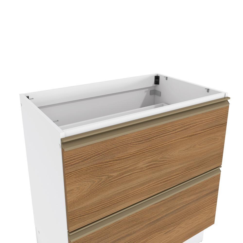 Balcão 2 Gavetas Kappesberg Celeste 100% Mdf Branco-nogueira 80cm - 5