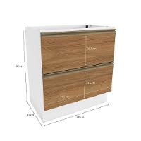 Balcão 2 Gavetas Kappesberg Celeste 100% Mdf Branco-nogueira 80cm - 3