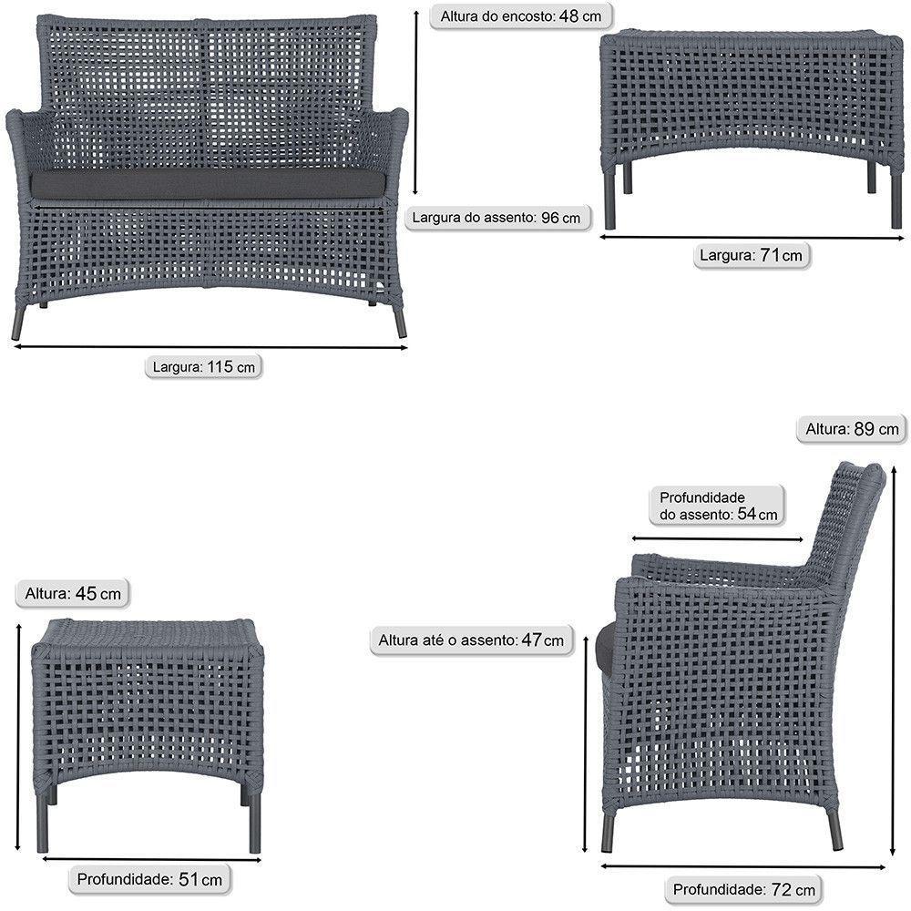 Sofá E Mesa Igapó 2 Lugares Jardim Varanda Piscina Aluminio Prata - 2