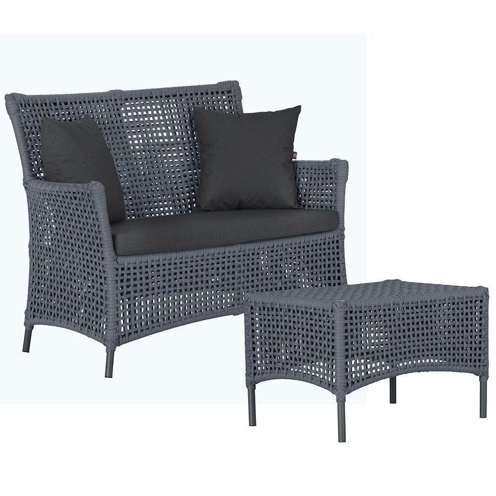 Sofá E Mesa Igapó 2 Lugares Jardim Varanda Piscina Aluminio Prata - 3